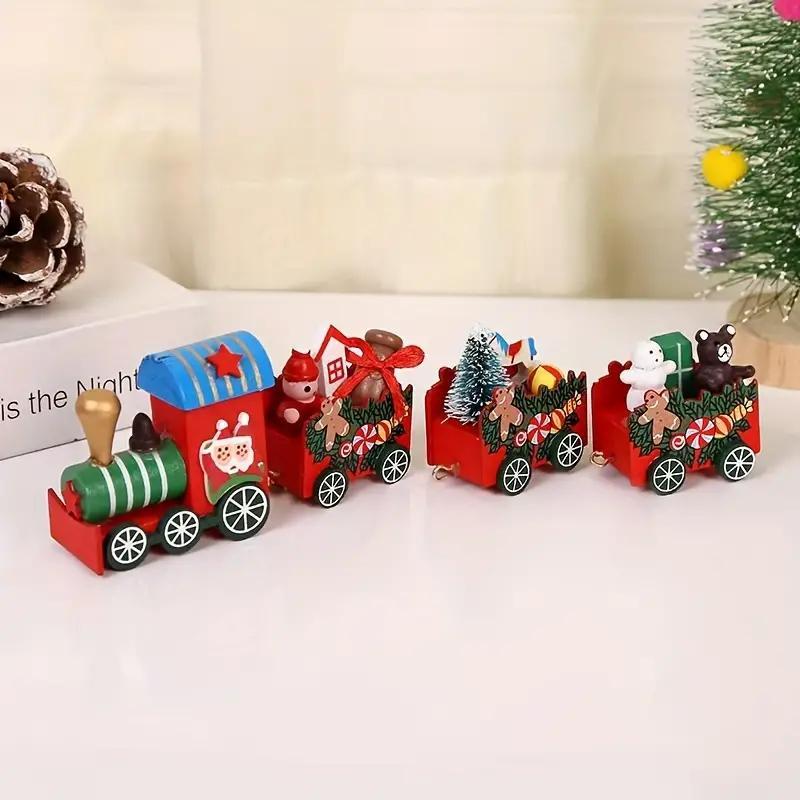 Wooden Christmas Train Decoration, 1 Count Christmas Train Ornament, Desktop Decoration for Home Party Festival, Christmas Decoration Supplies