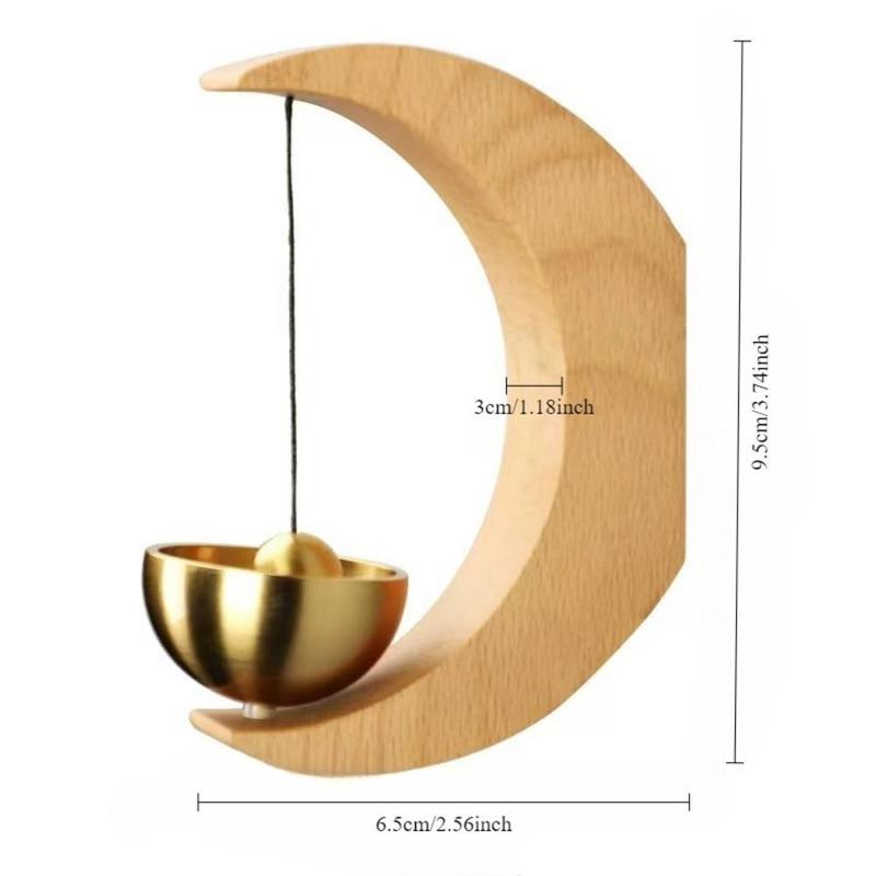 Wooden Crescent Moon Design Door Hanging Bell, 1 Count Magnetic Door Hanging Bell, Home Decor for Living Room Bedroom Office