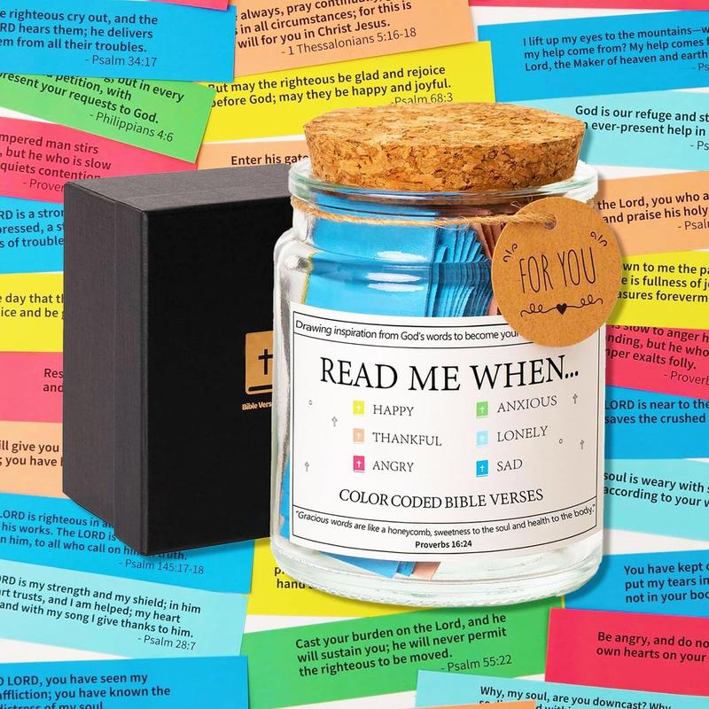 Bible Verse Jar, Read Me When Bible Verses Jar for Emotions and Feelings, Bible Verses in a Jar, Scripture Faith Prayer Hope Jar Gift, Religious Gift, Christian Gifts for Women Men, Gift for Dad Mom