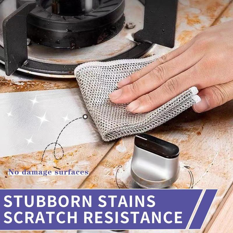 10 Pcs Wire Dishwashing Rs - Multi-Purpose Cleaning Cloths for Wet and Dry - Non-Scratch & Easy to Clean - Stubborn Scrubbing - Scratch Resistance - Wire Dishcloths for Kitchen