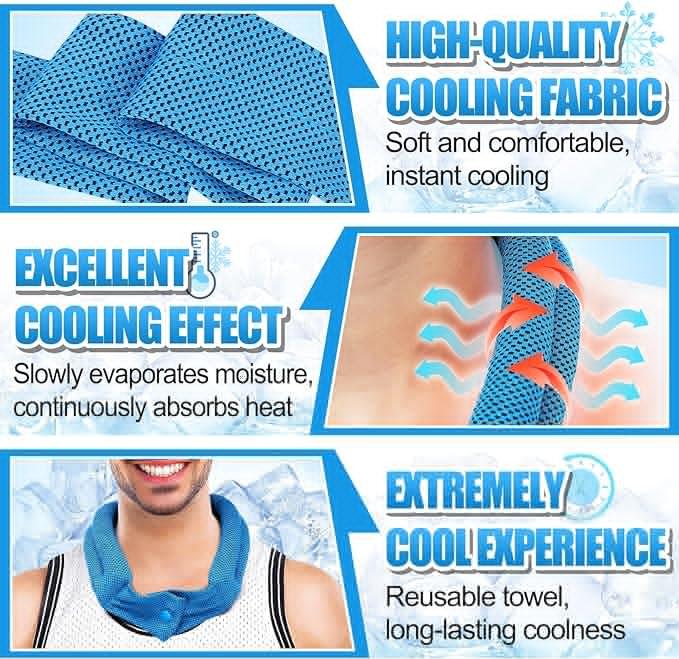 Cooling Neck Wrap Cooling Towels - Superior Cooling Neck Coolers with Ice Polymer, Soft Cooling Fabric Cooling Bandanas for Hot Weather Sports Gym Workout Fitness, 3 Pack