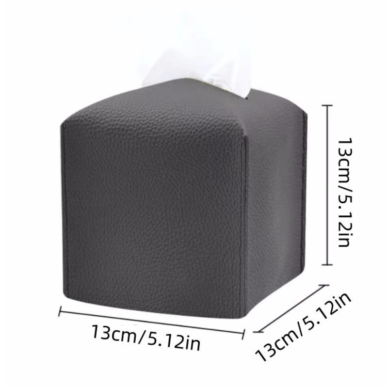 PU Leather Square Tissue Box Cover, 1 Count Square Tissue Case, Decorative Organizer for Tabletop, Bathroom, Car, Office