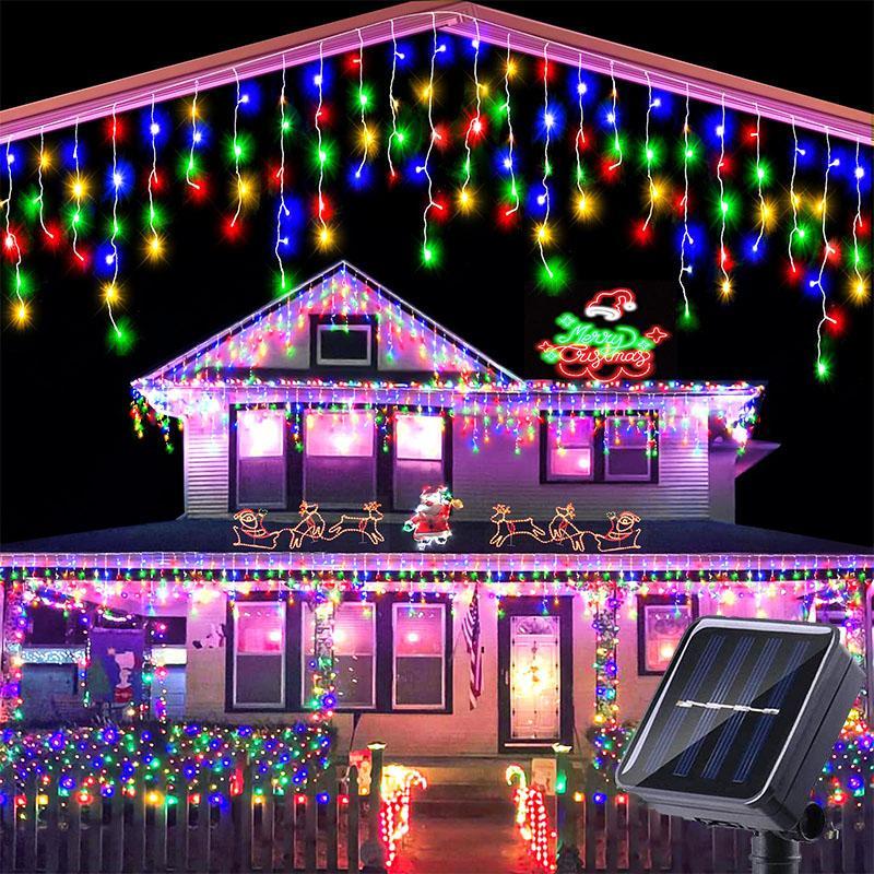 Outdoor Christmas Light, Rechargeable Decorative Light with 8 Modes, Waterproof LED String Light for House Holiday Decor Wedding