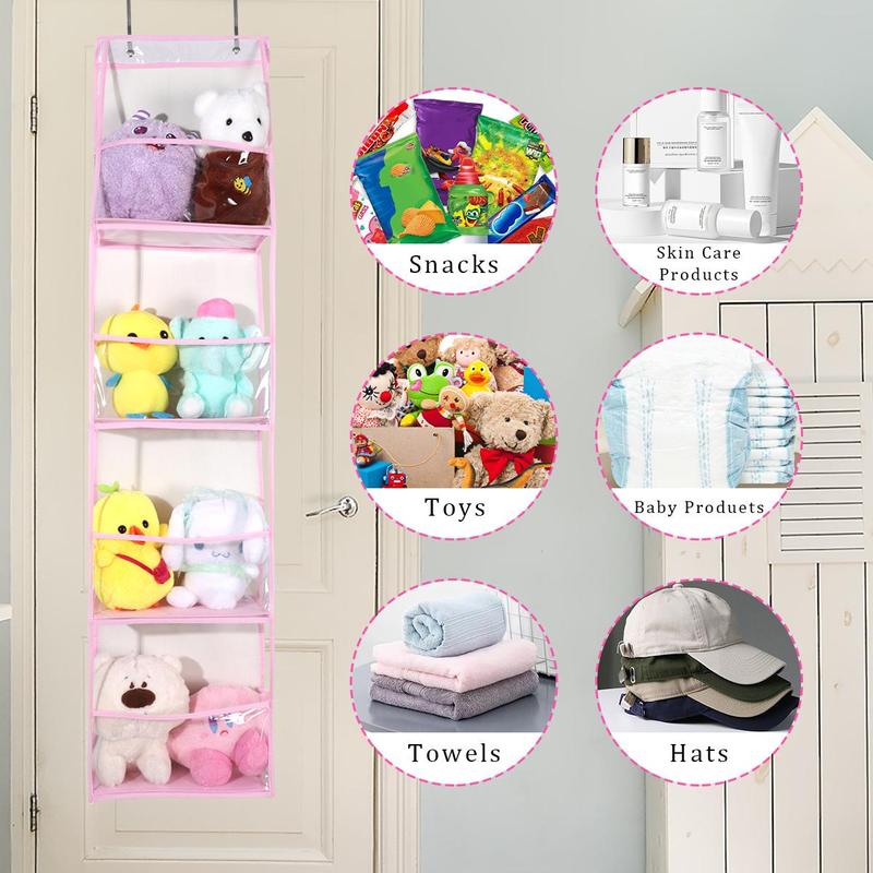 Over The Door Hanging Storage Bag, 4 6 Layer Mesh Net Pocket, Large Plush Toy Display Storage Bag for Boys & Girls, Hanging Storage Bag for Home Living Room Bedroom