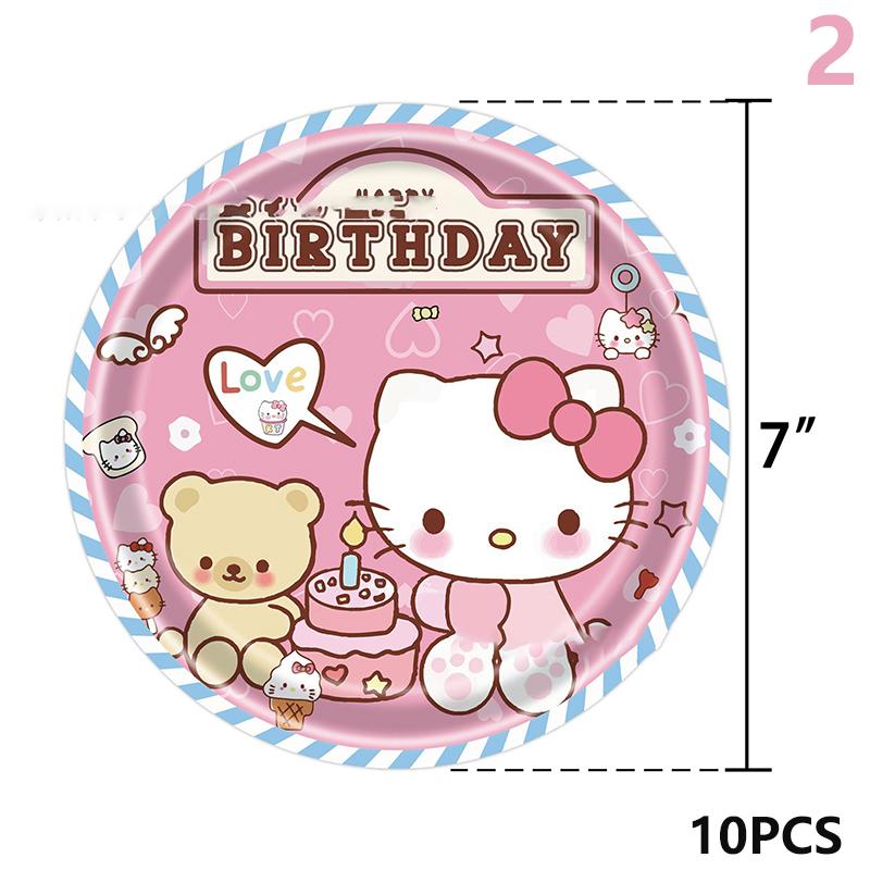 Cute Sanrio Hello Kitty Birthday Party Supply Cake Tablecloth Flag Decoration Disposable Tableware Kids Gifts Party