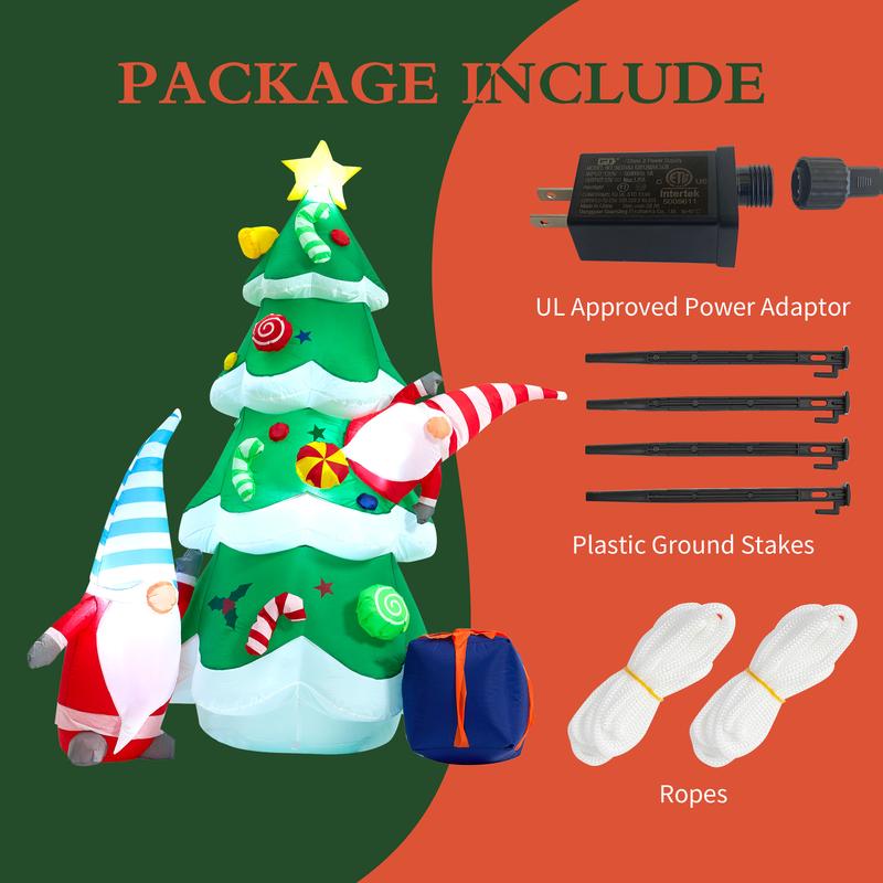 SUNGIFT 7FT Giant Inflatable Christmas Tree with Santa Claus & Gift Box - Indoor Outdoor Yard Decoration Ornaments