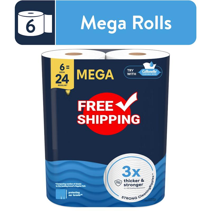 C..o.t..t.o.n.e.l.le Ultra Clean Toilet Paper, Strong Toilet Tissue, 6 Mega Rolls