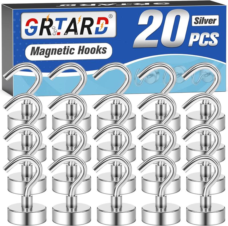 20 Pack Magnetic Hooks for Hanging, 25LBS Heavy Duty Magnetic Hooks for Cruise, Organiser Installation Hangable