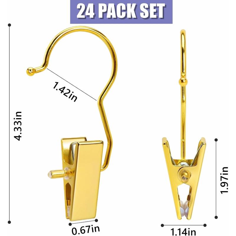 24 Pack Gold Boot Clips for Closet, Gold Boot Hangers with Hooks, Laundry Hooks, Clothes Pins, Portable Home Travel Hangers for Hat, Towels, Bras, Socks