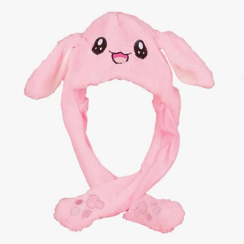 LED Light-Up Plush Moving Rabbit Ear Hat, Funny Glowing Headgear With Moving Bunny Ears, For Women And Girls, Halloween Costume, Christmas Party, Thanksgiving Party, Birthday Gift (There Is A White Break-Lock