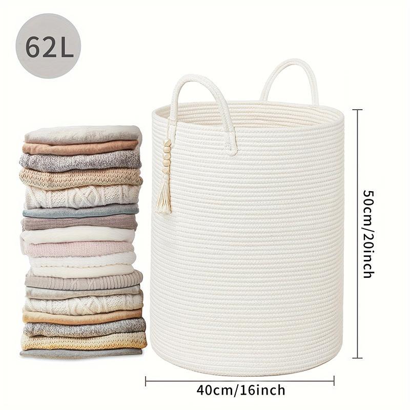 Boho Style Woven Clothes Storage Basket, 1 Count Large Capacity Storage Basket with Handle, Storage Organizer, Home Organizer for Living Room, Bedroom, Laundry Room