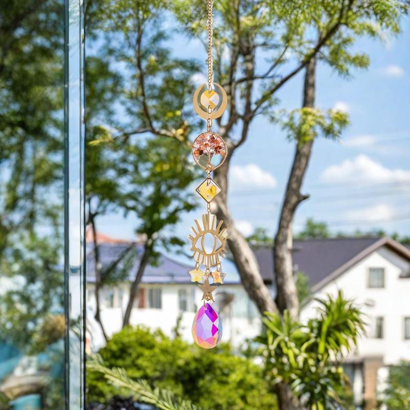 Sun Catcher, 1 Count Window Hanging Sun Catcher with Artificial Crystal, Indoor Hanging Decor for Home Living Room Bedroom