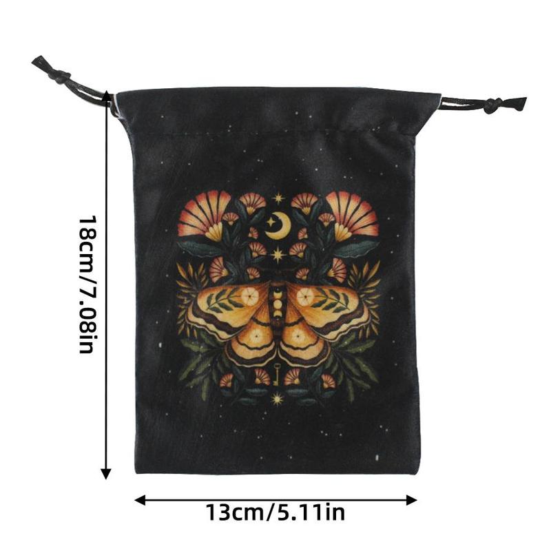 Velvet Tarot Bag, 1 Count Exquisite Butterfly Printed Dice Tarot Card Bag, Multifunctional Bag for Home Dormitory Office School, Festival  Decor