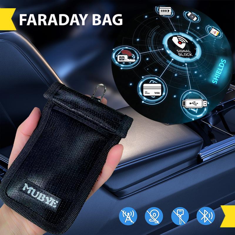 Faraday Bags, 4 Pack Faraday Cage with Key Fob Protector, Fireproof Waterproof Faraday Bag EMP Proof Signal Blocker, Anti-Theft RFID Blocking Pouch Organiser for Laptops, Tablets, Phones, Car Keys, Electronics