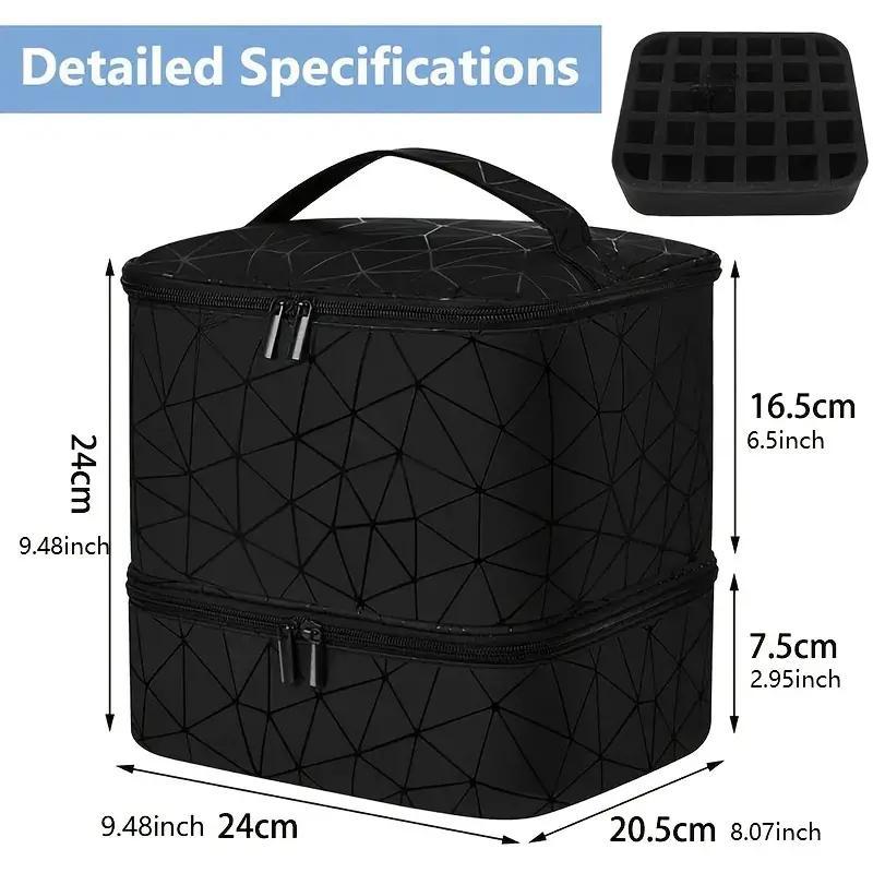 Double Layer Nail Polish Storage Bag, 1 Count Portable Zipper Storage Bag with Handle, Empty Portable Carrying Case for Home & Travel