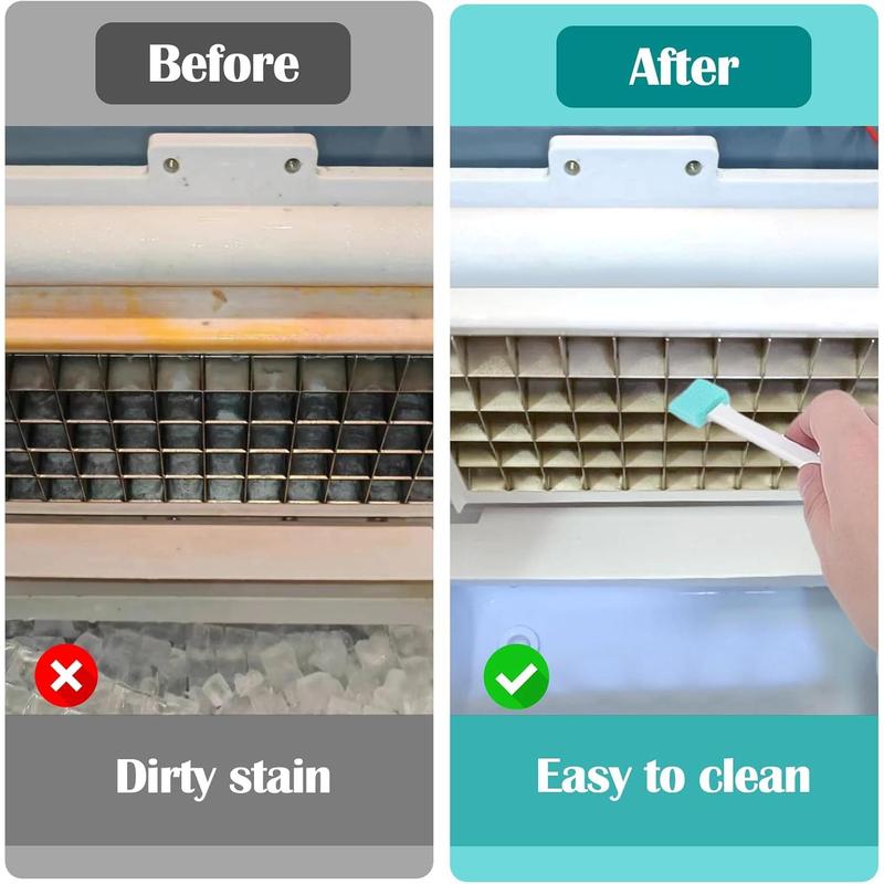 Ice Maker Cleaning Brush Set, Ice Machine Cleaning Tools - 2 Count Drain Pipe Brush Nylon Bristles with 8Pcs Crevice Cleaning Brush