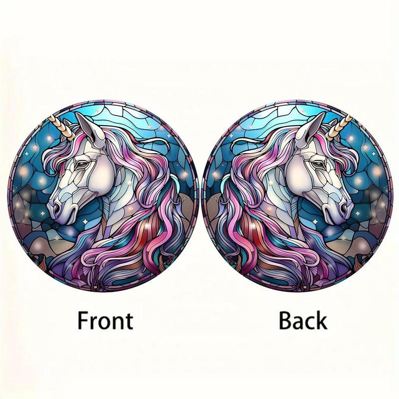 Colorful Unicorn Pattern Hanging Ornament, Round Acrylic Hanging Decoration, Hanging Pendant for Home Garden Party