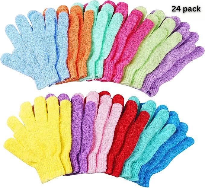 24 pcs Exfoliating Shower Gloves, Double Sided Bath Gloves Deep Clean Dead Skin for Spa Massage Beauty Skin Shower Body Scrubber Bathing Accessories.