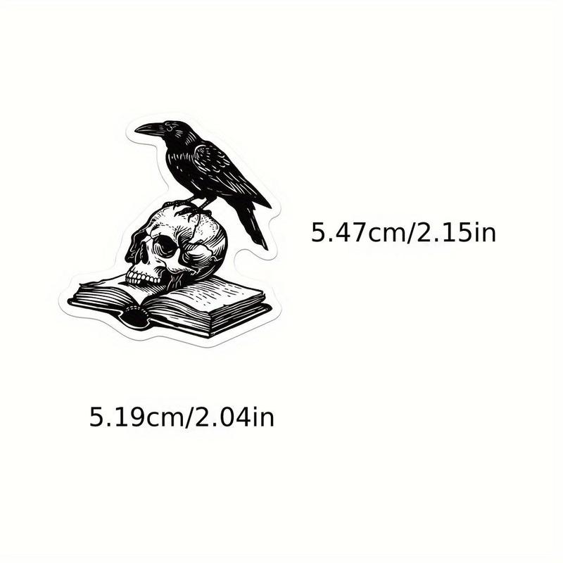 Crow Pattern Sticker, 50pcs set Self Adhesive Decorative Stickers, DIY Decals for Water Bottle, Laptop, Phone Case, Scrapbooking, Journal Making