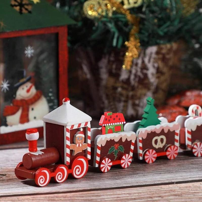 Christmas Train Design Ornament, 1 Count Mini Tree & Gingerbread Man Design Train Ornament, Holiday Party Desktop Decoration, Home Decor