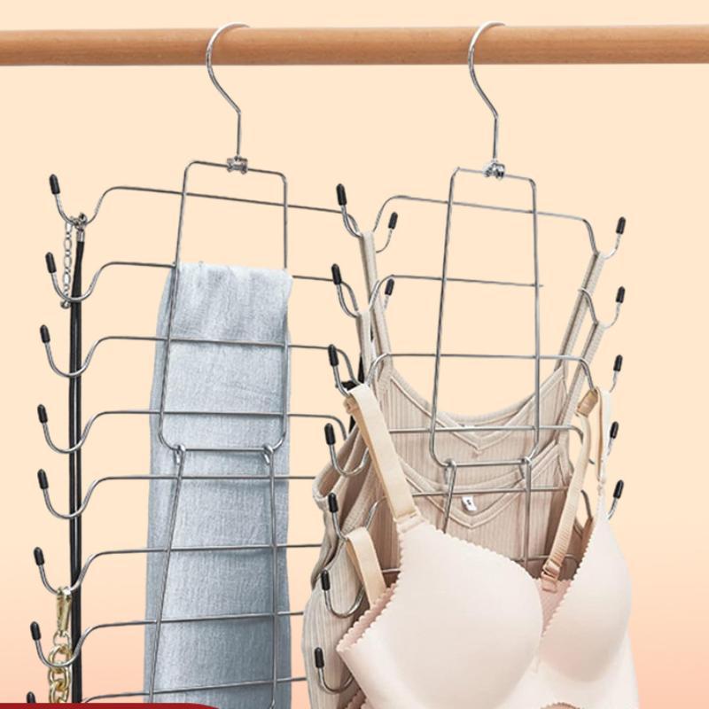 8 Layer Rotating Clothes Hanger, 1 Count Foldable Clothes Hanger, Space Saving Clothes Storage Rack, Home Organizer for Bedroom, Living Room, Bathroom