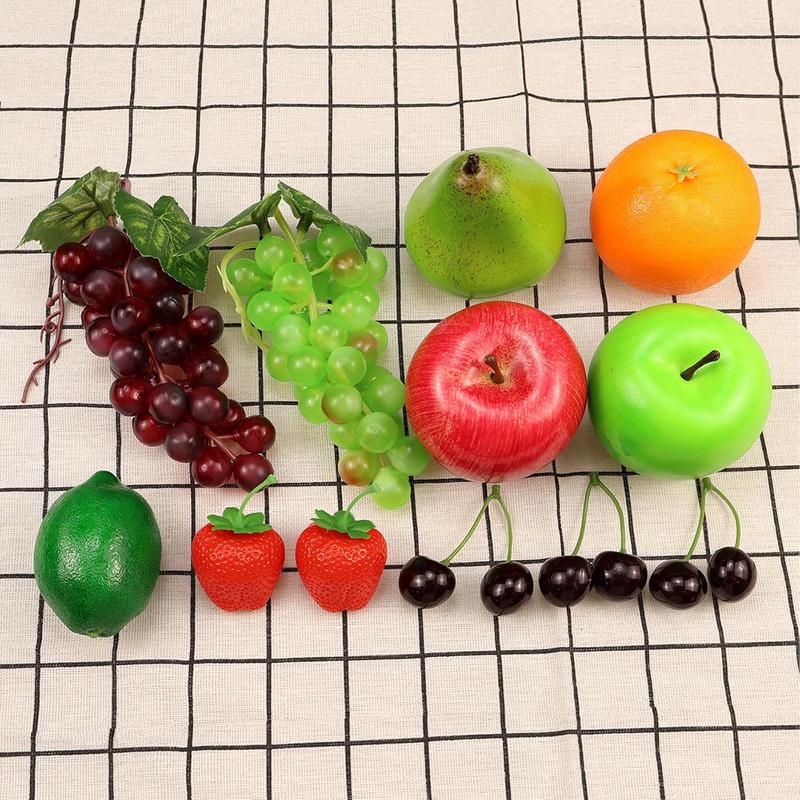 20 Pcs Fake Fruit Pack, Artificial Fruit for Decoration Party, Realistic Fake Fruits Table Centre Counts Decoration Home Kitchen, Lifelike Faux Fruits Bananas