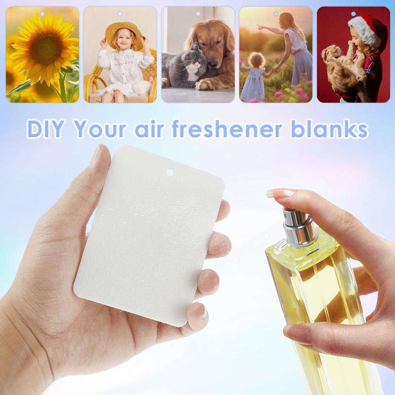 60 Pcs Sublimation Air Freshener Blanks 5 Shapes Air Freshener Sheets with Elastic Drawstrings and Bags DIY Felt Air Freshener Blanks Hanging Scented Sheets for Car House