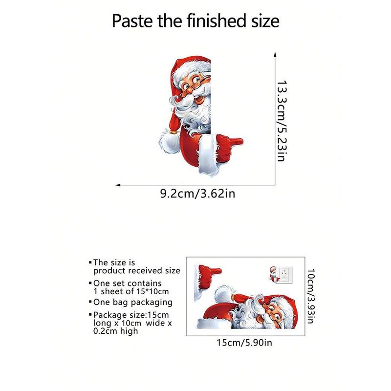 Cartoon Santa Claus Pattern Switch Sticker, 2 Counts Self-adhesive Wall Sticker, Christmas Decorative Sticker for Bedroom, Living Room