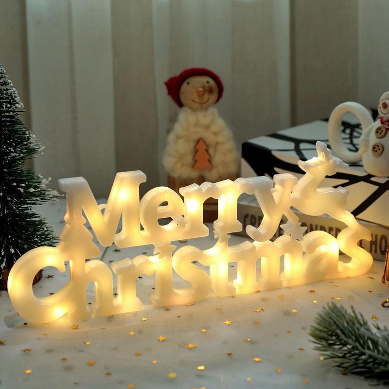 Merry Christmas Letter Design LED Light, 1 Count Battery Powered LED Light with Battery, Decorative Light for Indoor & Outdoor Christmas Party