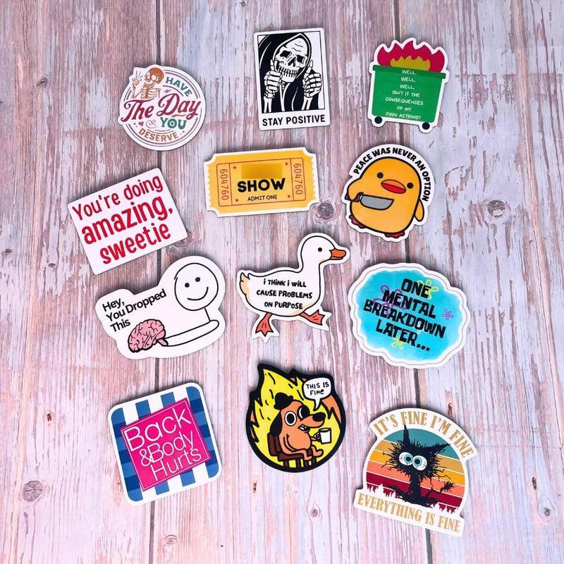 12 PC Funny Fridge Magnets - For Adults! Cute Meme, This is Dog, Duck, Word, Anime Magnets. Ideal for Office, Car Vinyl Decoration.