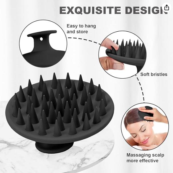 Silicone Scalp Massager Shampoo Brush, Scalp Brush for Hair Growth & Dandruff Removal, Hair Scrubber Scalp Stimulator Exfoliator Brush with Soft Bristles for Wet Dry Scalp Care