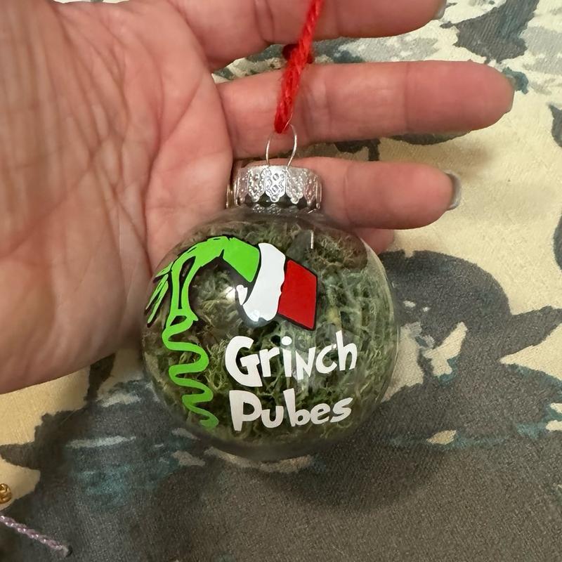 Green Monster Pubes Funny Christmas Ornament for Festive Home Decor Shatterproof Decoration Funny Joke Gift