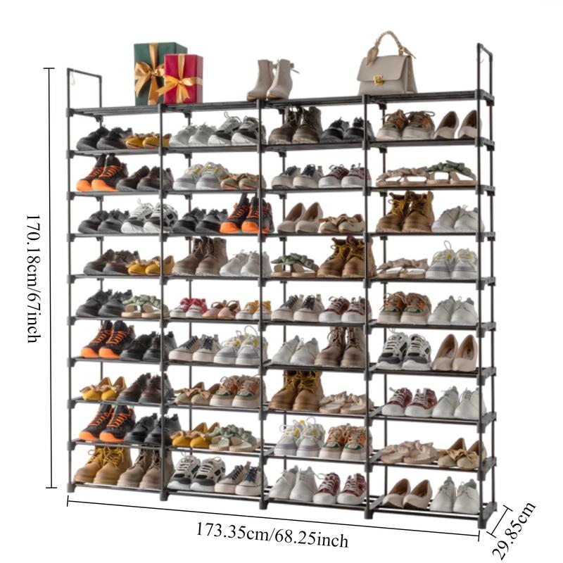 Non-Woven Multi-Layer Steel Frame Shoe Cabinet, Large Capacity Shoe Rack Without Zipper Dust Cover,Contemporary Style Decorative Room Organiser