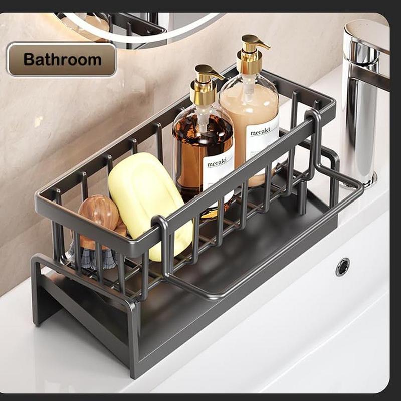 Kitchen Sink Drain Rack, Household Sink Storage Rack for Sponge Soap Towel, Kitchen Drain Holder, Kitchen Storage Organizer Drain Basket, Home Organizer