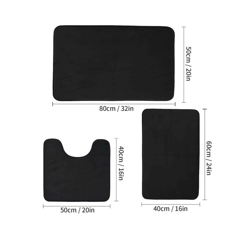 3Pcs Set Memory Foam Bath Mat, Plain and Classic, Suitable for Bathroom, Toilet, and Home Decor SHEIN