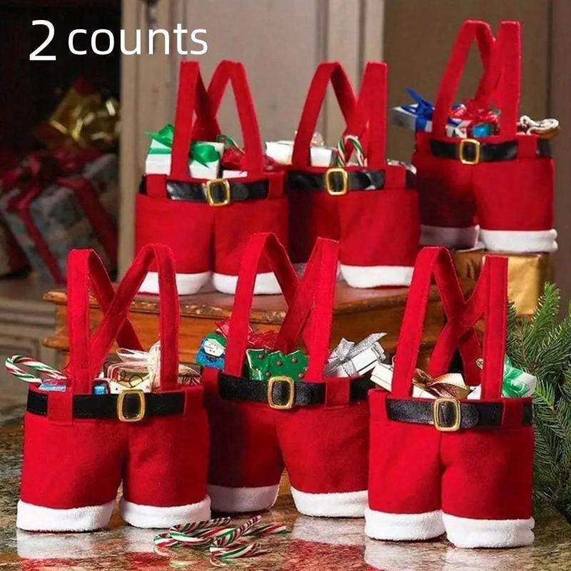 Christmas Santa Claus Shorts Shape Gift Bag, 2 Counts Cute Gift Bag, Christmas Decoration, Holiday Decoration, Party Supplies, Trending Home Decor 2024