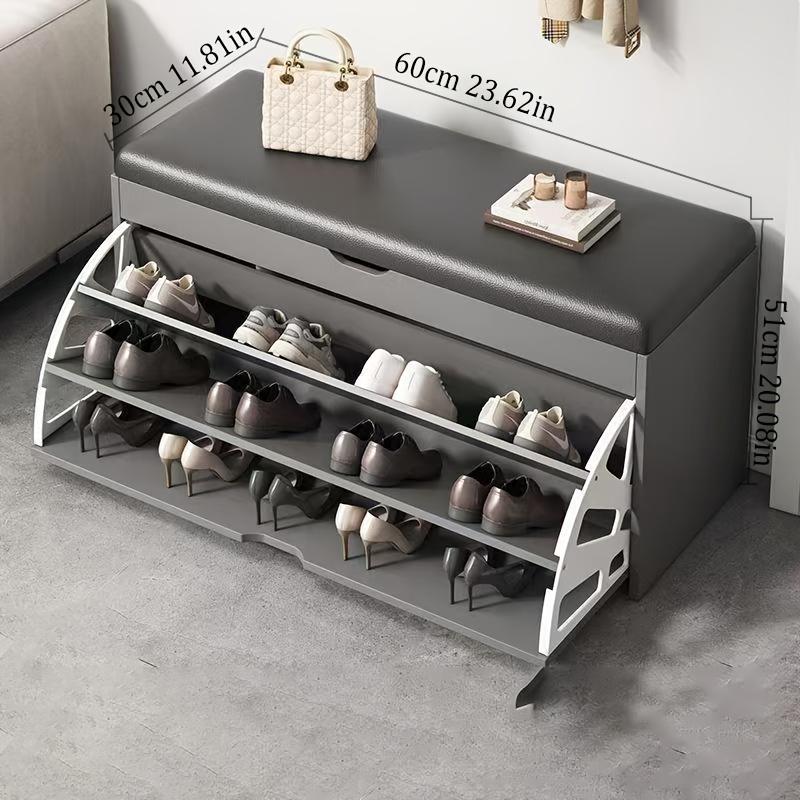 New 3 tiers shoe storage bench with leather cushion seat free standing shoe with various rooms Organiser Racks