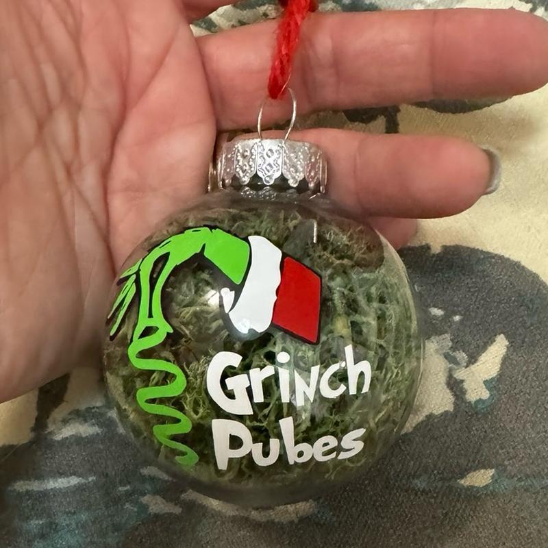 Green Monster Pubes Funny Christmas Ornament for Festive Home Decor Shatterproof Decoration Funny Joke Gift