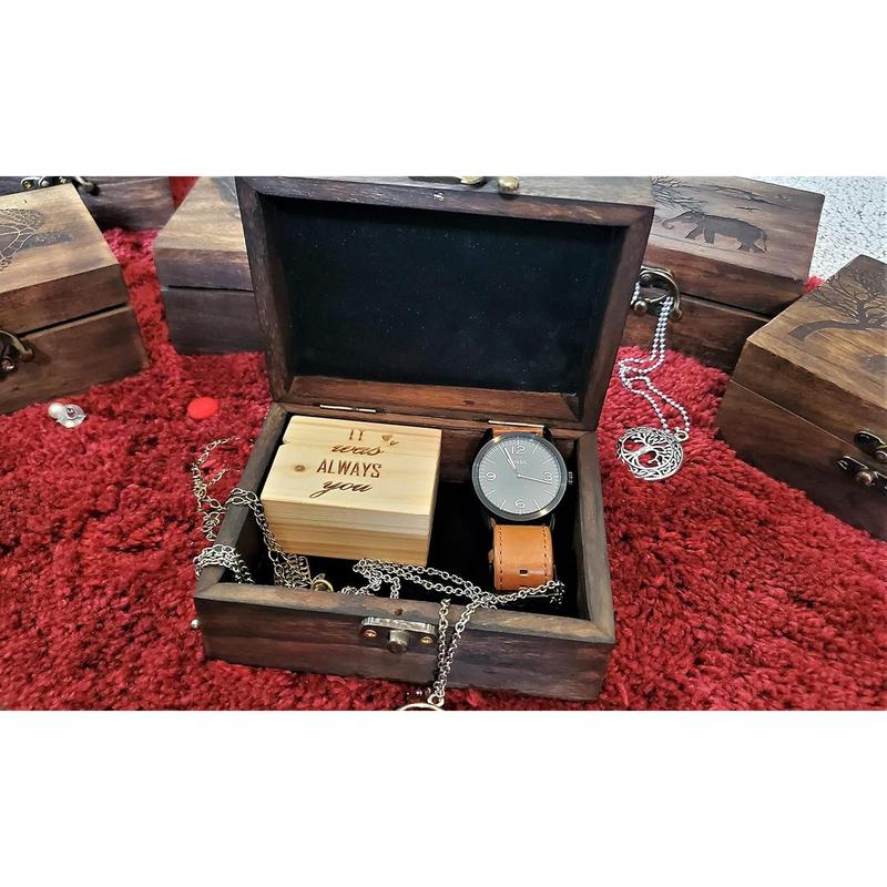 Engraved Wooden Tarot Box for Cards Crystal Holder | Sun and Moon Fortune Telling Astrology Trinket Keepsake Box. Fengshui Luck Talisman Decorative Gift Case Holder