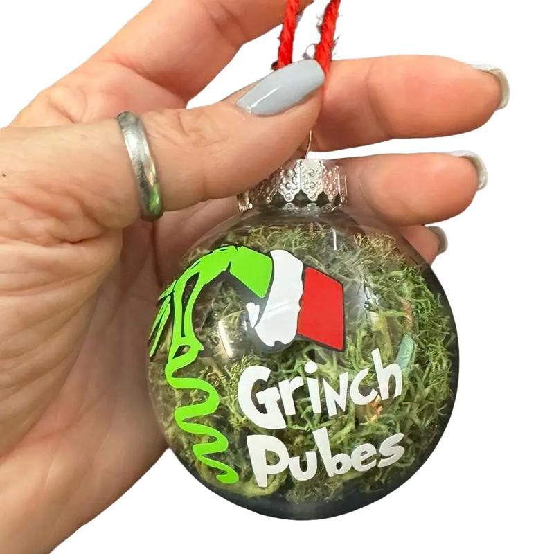 Green Monster Pubes Funny Christmas Ornament for Festive Home Decor Shatterproof Decoration Funny Joke Gift