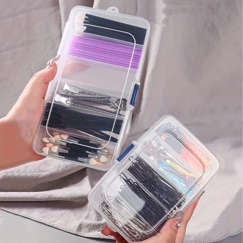 Clear 5-compartment Storage Box, 2 Counts Dustproof Jewelry & Small Item Organizer, Home Organizer for Travel & Daily Use