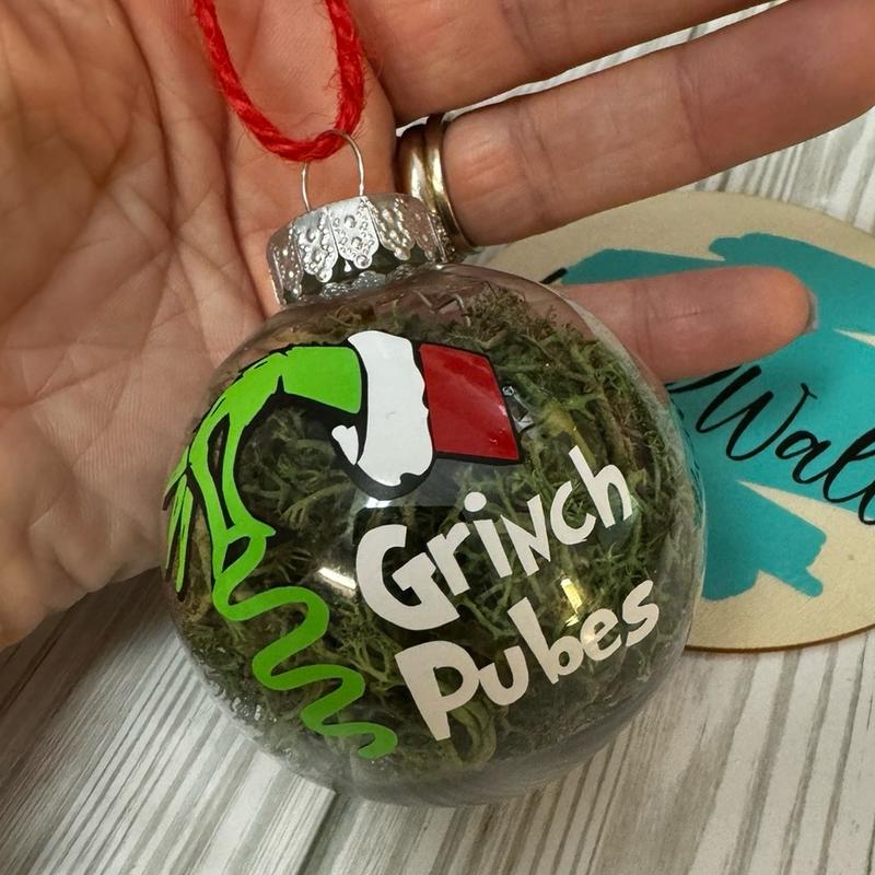 Green Monster Pubes Funny Christmas Ornament for Festive Home Decor Shatterproof Decoration Funny Joke Gift