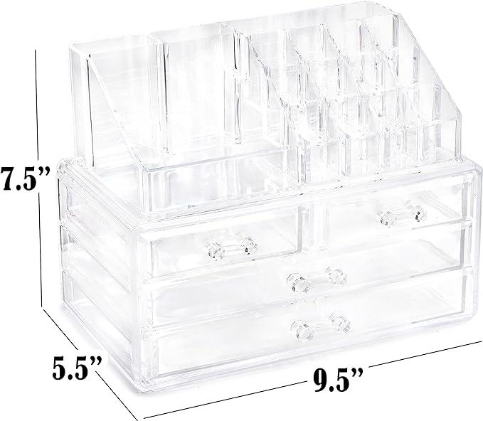 Makeup Organizer - Cosmetic Storage Organizer - 16 Compartments - Easily Sort Make Up & Jewelry - 4 Drawer Vanity Organizer