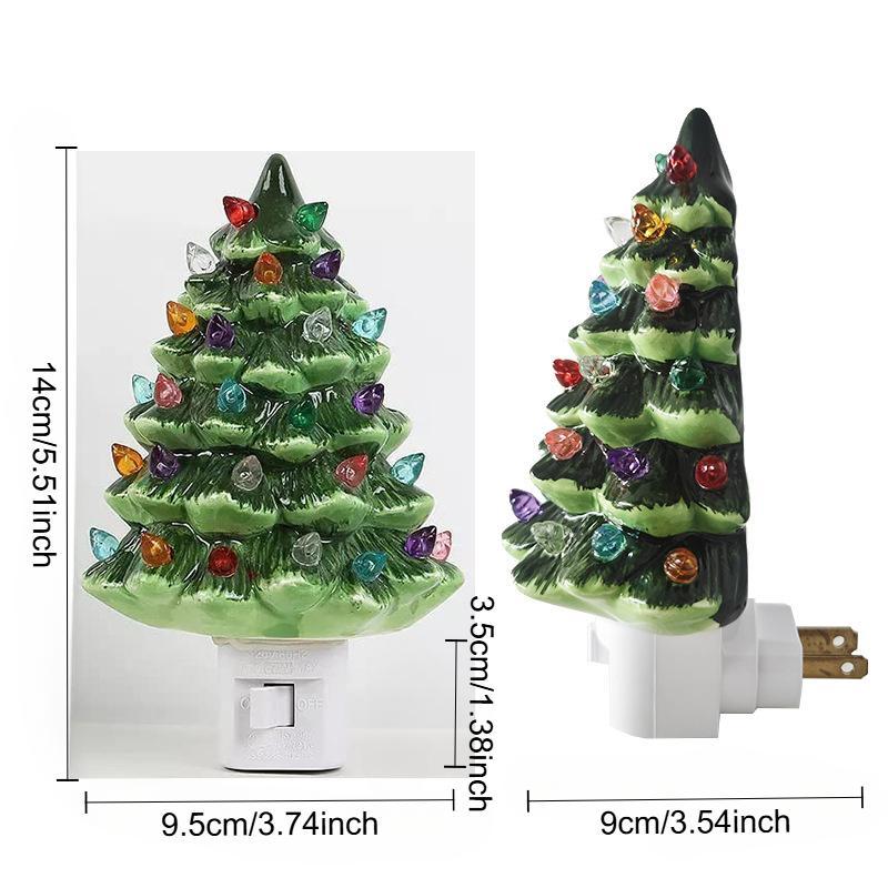 Christmas Tree Shaped Night Light, 1 Count Decorative Snow-covered Xmas Tree Lamp with Multicolor Bulbs, Suitable for   Bathroom and Bedroom Decoration