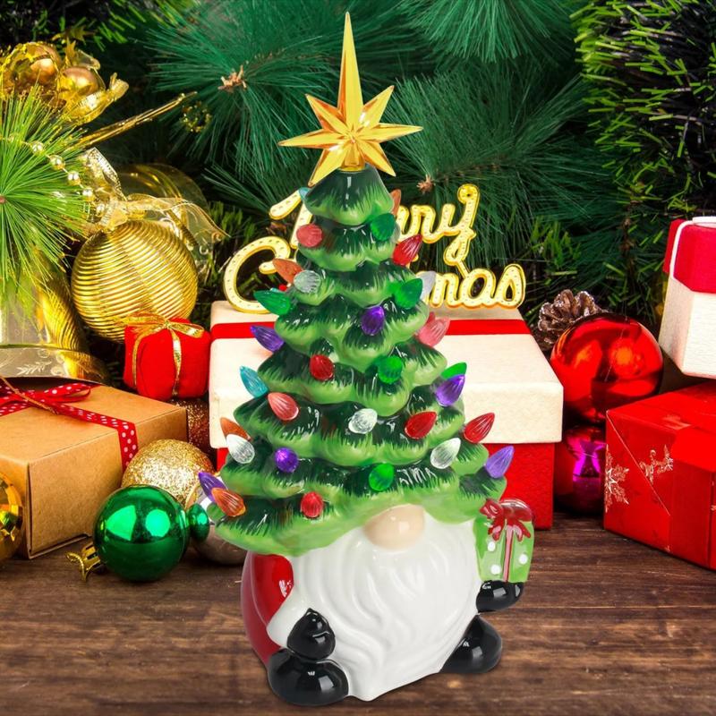 Santa Claus Design Christmas Tree Decoration, 1 Count Battery Powered Luminous Resin Ornament, Home Decor Supplies for Living Room Bedroom Dining Room(no Battery) tinsel tree