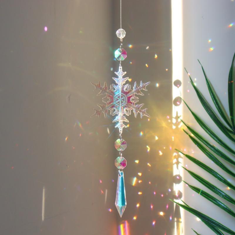 Christmas Themed Hanging Decoration, 4 Counts set Colorful Artificial Crystal Snowflake Design Hanging Ornament, Hanging Decor for Home Party Festival