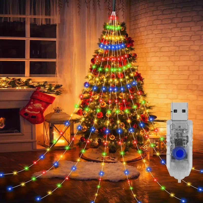 LED Waterfall Tree Light Decoration, USB Powered Led String Light with 8 Lighting Modes, Decorative Light for Holiday & Party & Home Decor