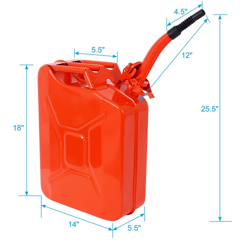 20 Liter 5 Gallon Fuel Can with Flexible Spout Portable Steel Fuel Tank for Gasoline Cars Trucks Equipment Fuel Storage Efficient Durable and Easy to Use Fuel Can for Safe Transportation