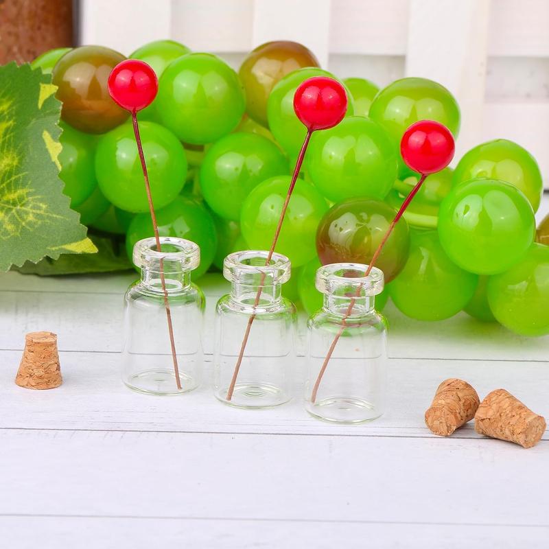 48 count 2ml Mini Glass Jars with Cork Stoppers Eye Screws Funnel,Small Glass Bottles Tiny Vials for Arts Crafts DIY Projects Wedding Party Favors