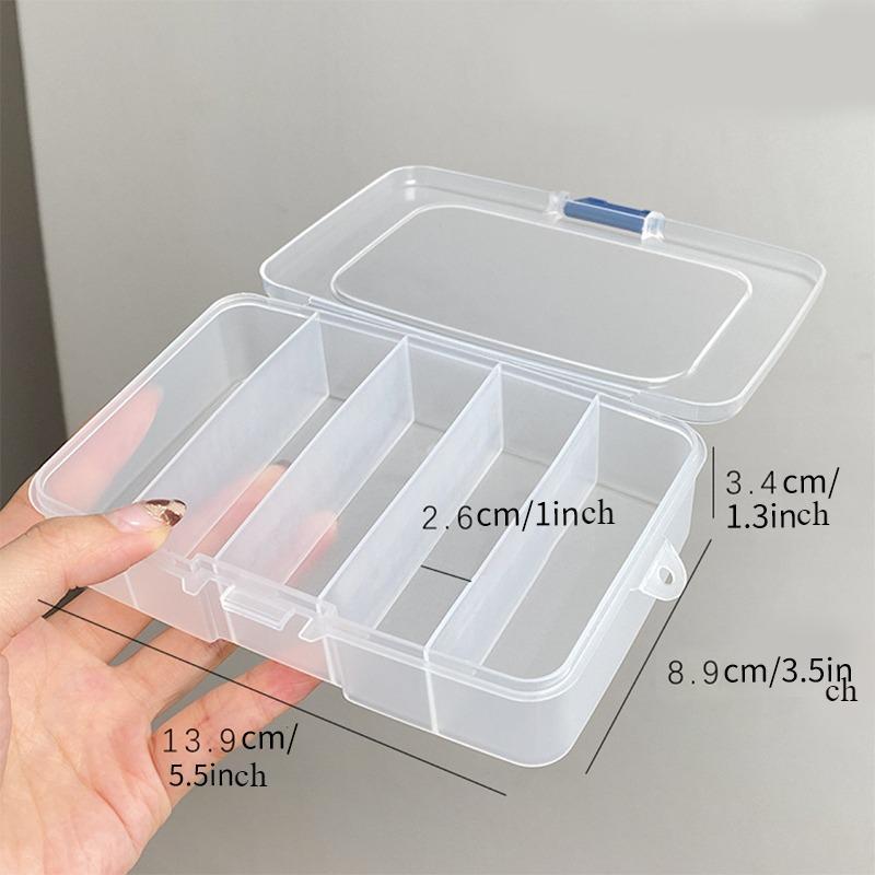 Clear 5-compartment Storage Box, 2 Counts Dustproof Jewelry & Small Item Organizer, Home Organizer for Travel & Daily Use